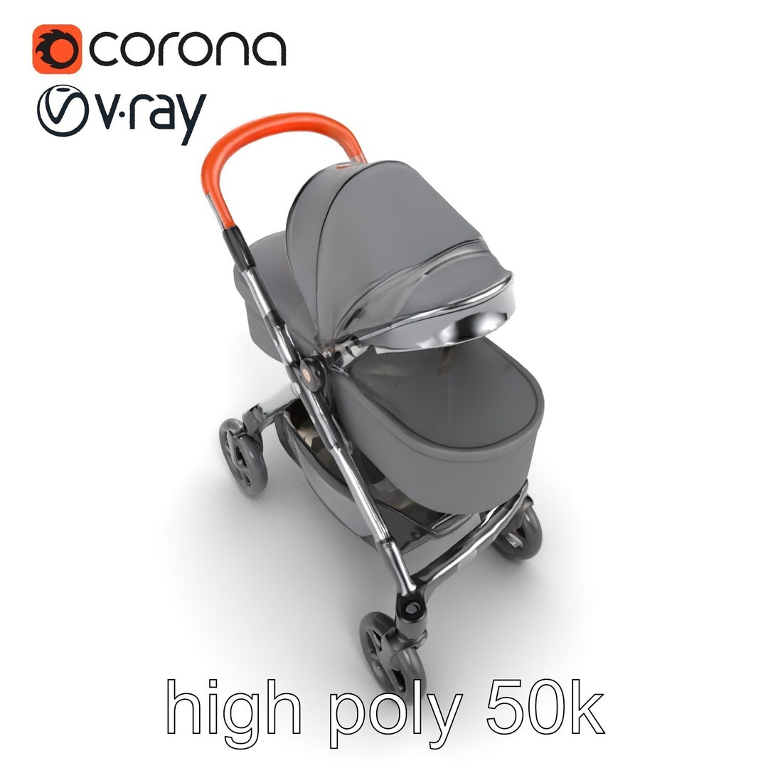 Convertible Stroller 3D Model – Low Poly PBR Asset for Games & Renders - View 30