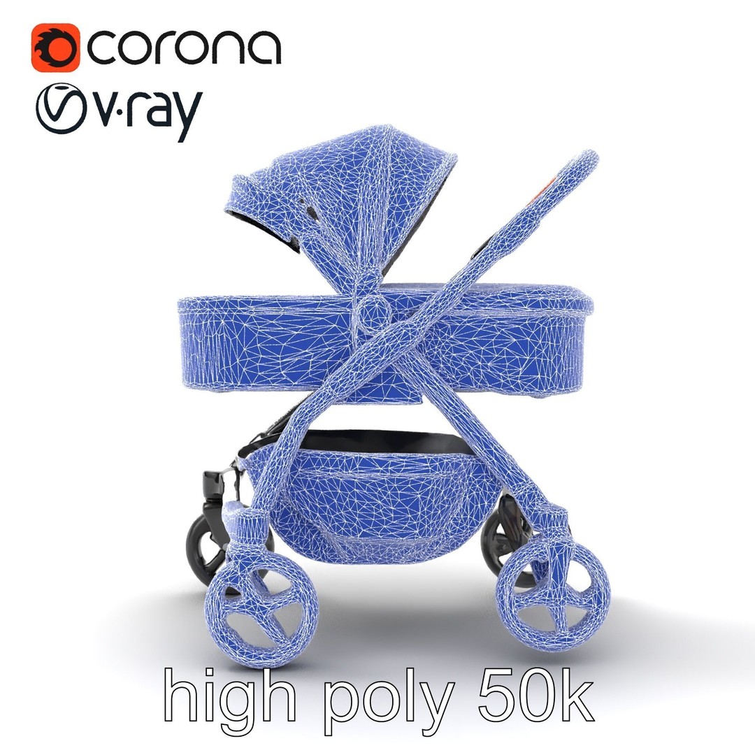 Convertible Stroller 3D Model – Low Poly PBR Asset for Games & Renders - View 32