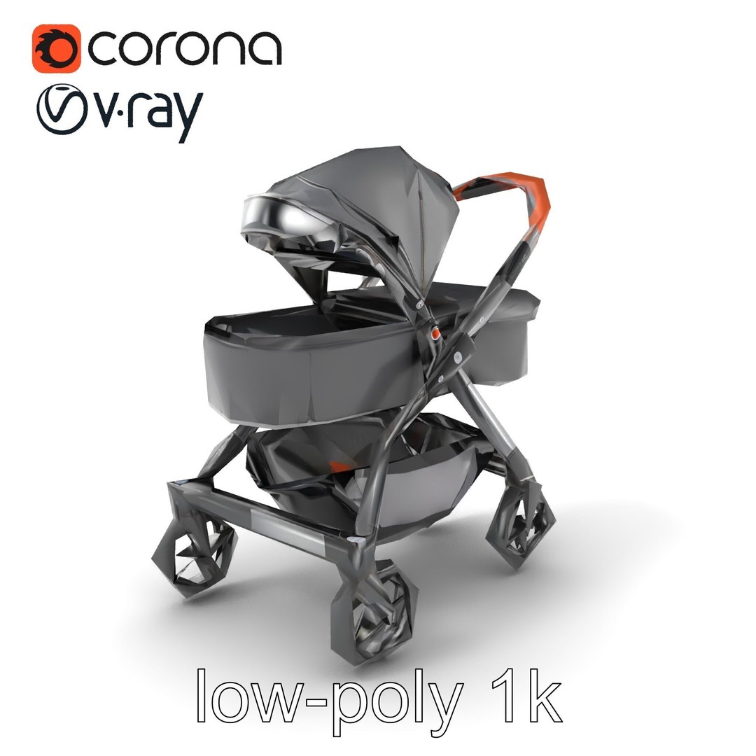 Convertible Stroller 3D Model – Low Poly PBR Asset for Games & Renders - View 6
