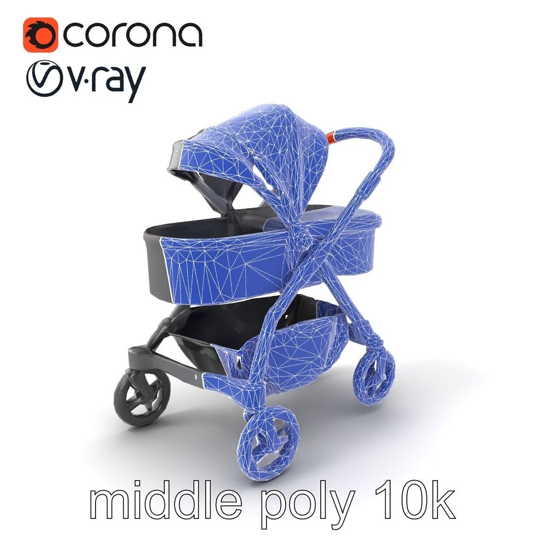 Convertible Stroller 3D Model – Low Poly PBR Asset for Games & Renders - View 7
