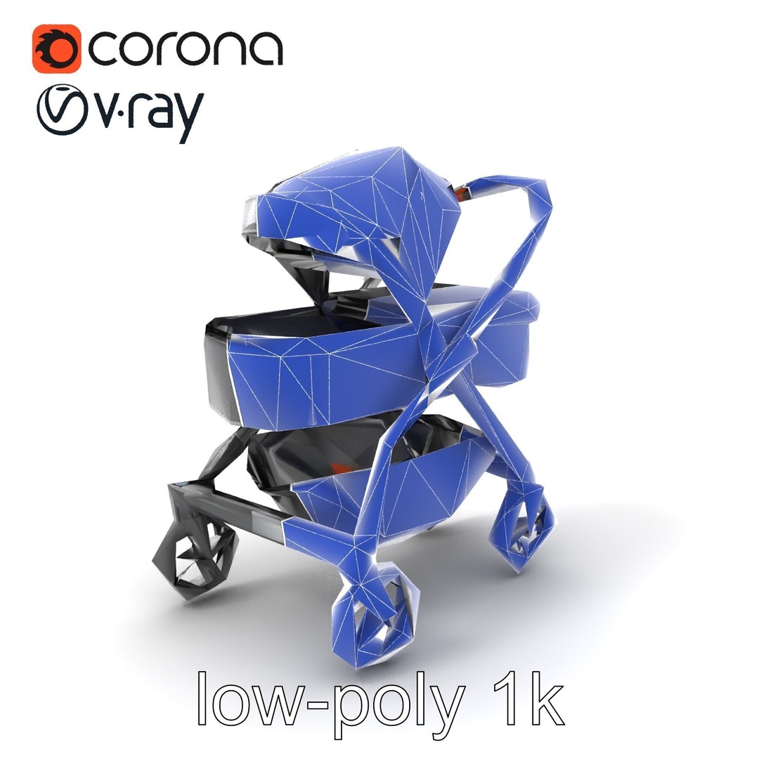 Convertible Stroller 3D Model – Low Poly PBR Asset for Games & Renders - View 8