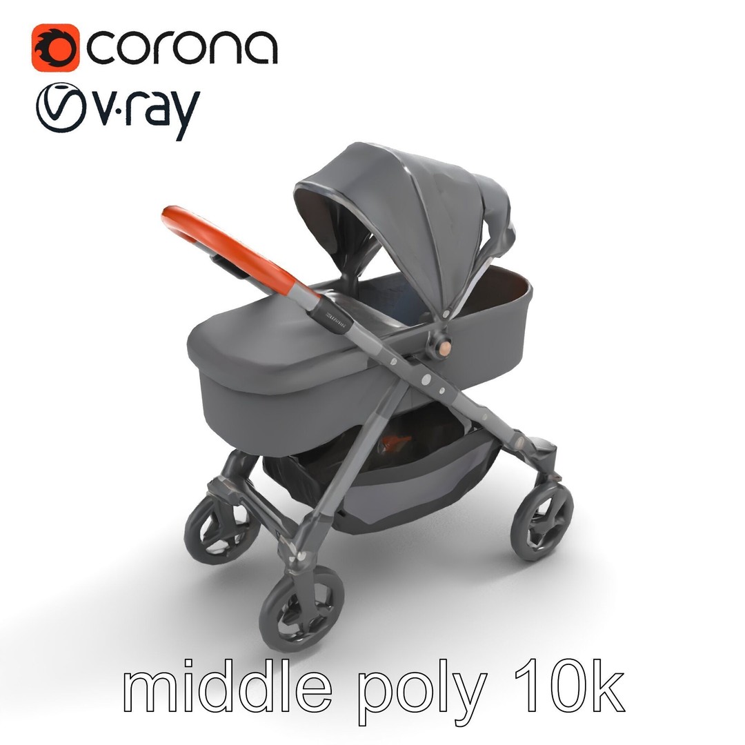 Convertible Stroller 3D Model – Low Poly PBR Asset for Games & Renders - View 9