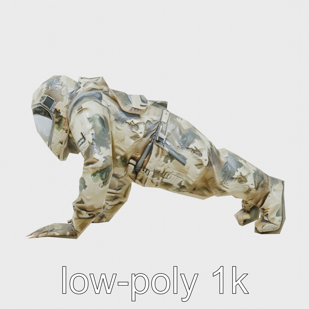Invisibility Suit 3D Model – Low Poly Sci-Fi Character with PBR Textures - View 24