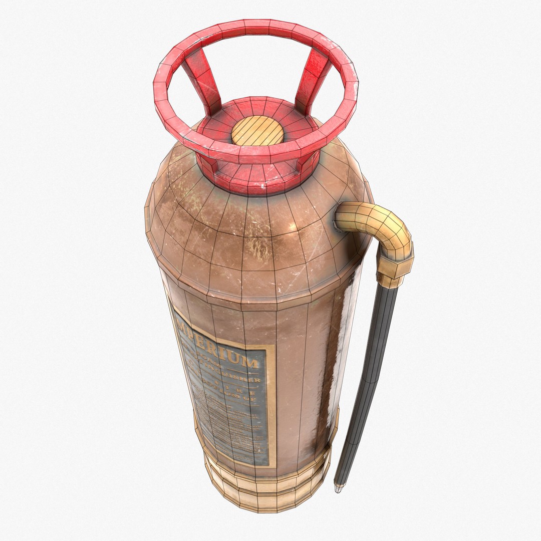 Vintage Fire Extinguisher 3D Model – Retro Game Ready PBR Asset, FBX - View 13