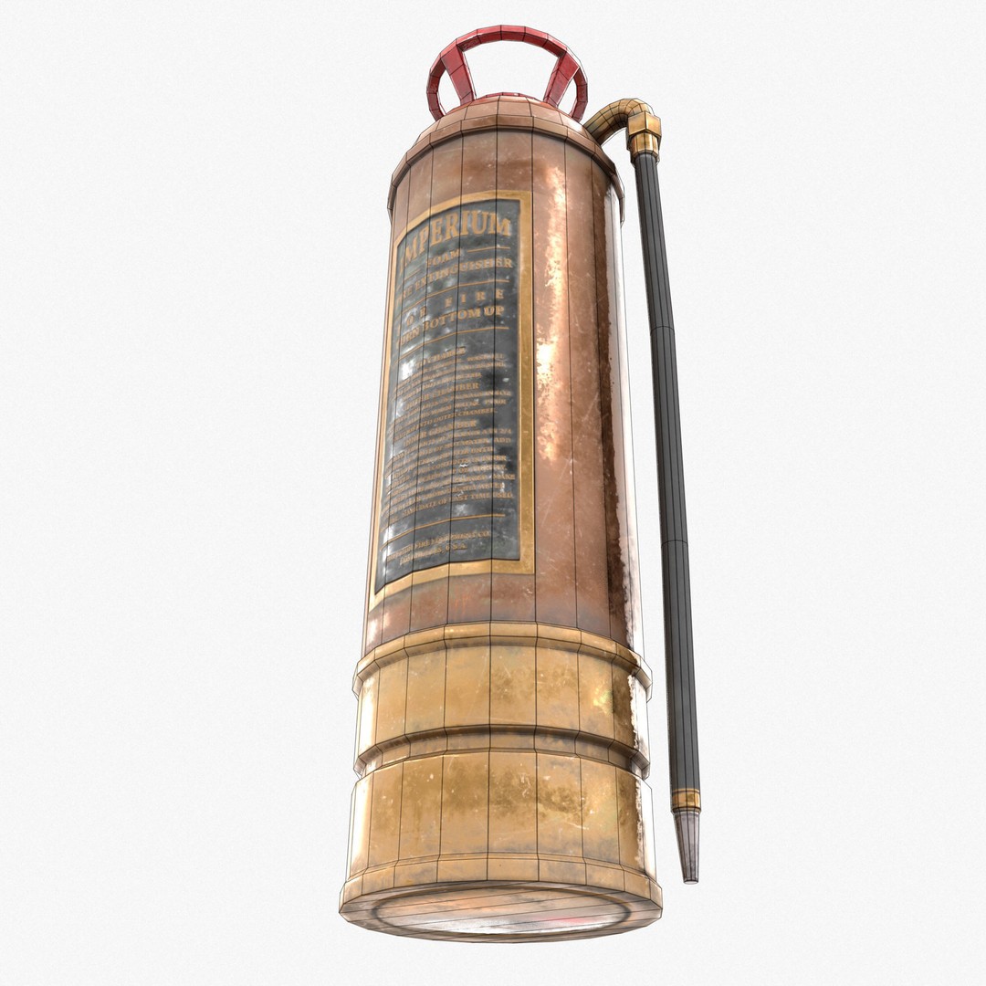 Vintage Fire Extinguisher 3D Model – Retro Game Ready PBR Asset, FBX - View 14