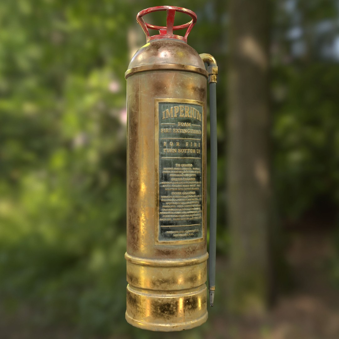 Vintage Fire Extinguisher 3D Model – Retro Game Ready PBR Asset, FBX - View 15
