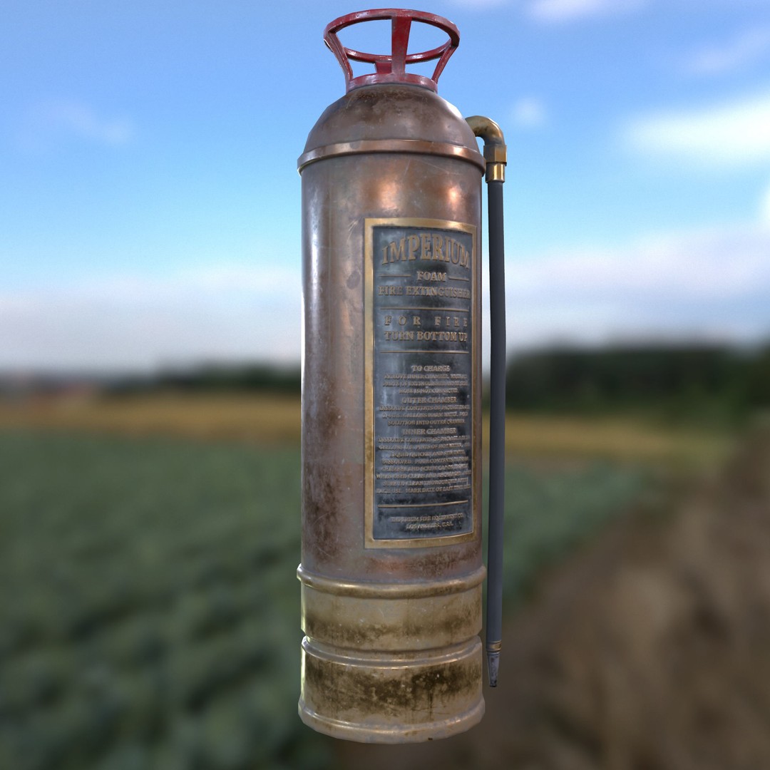 Vintage Fire Extinguisher 3D Model – Retro Game Ready PBR Asset, FBX - View 16