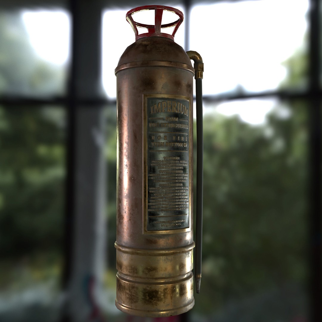 Vintage Fire Extinguisher 3D Model – Retro Game Ready PBR Asset, FBX - View 18
