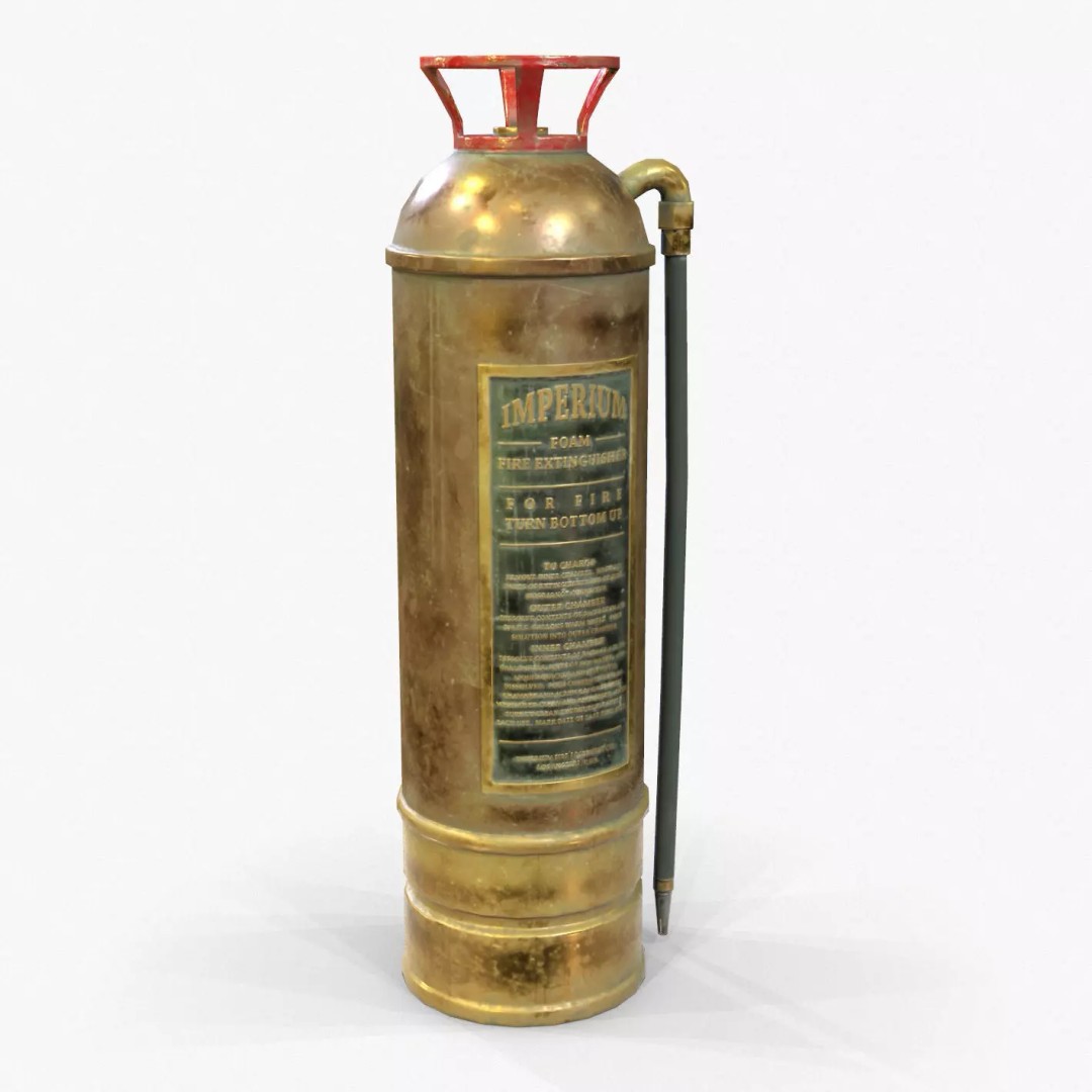 Vintage Fire Extinguisher 3D Model – Retro Game Ready PBR Asset, FBX - View 2