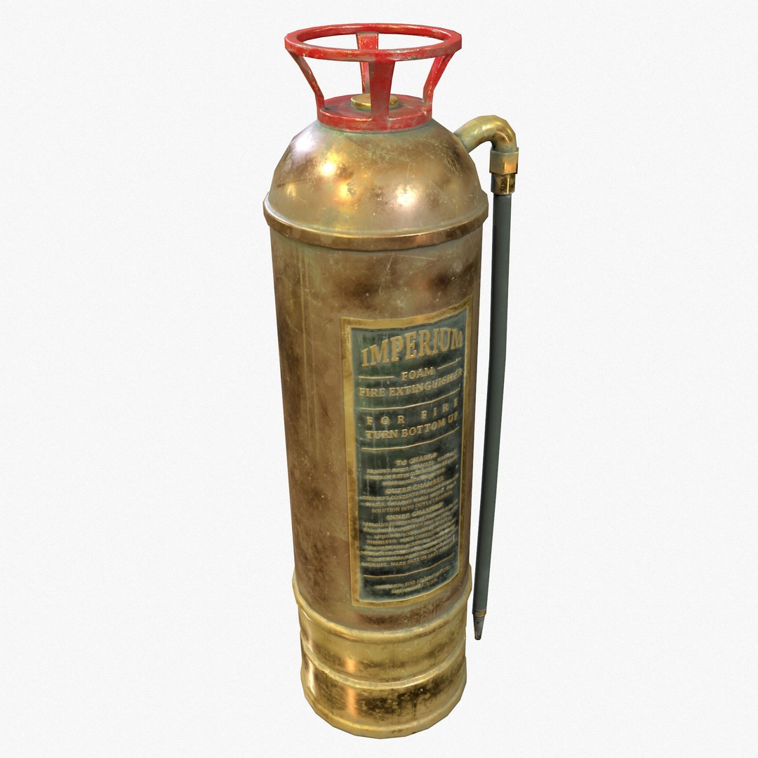 Vintage Fire Extinguisher 3D Model – Retro Game Ready PBR Asset, FBX - View 3