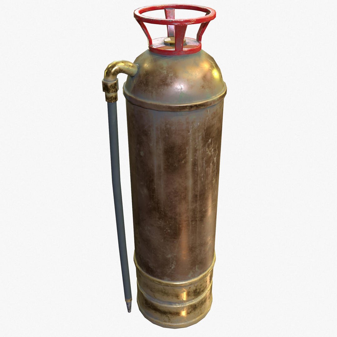 Vintage Fire Extinguisher 3D Model – Retro Game Ready PBR Asset, FBX - View 4