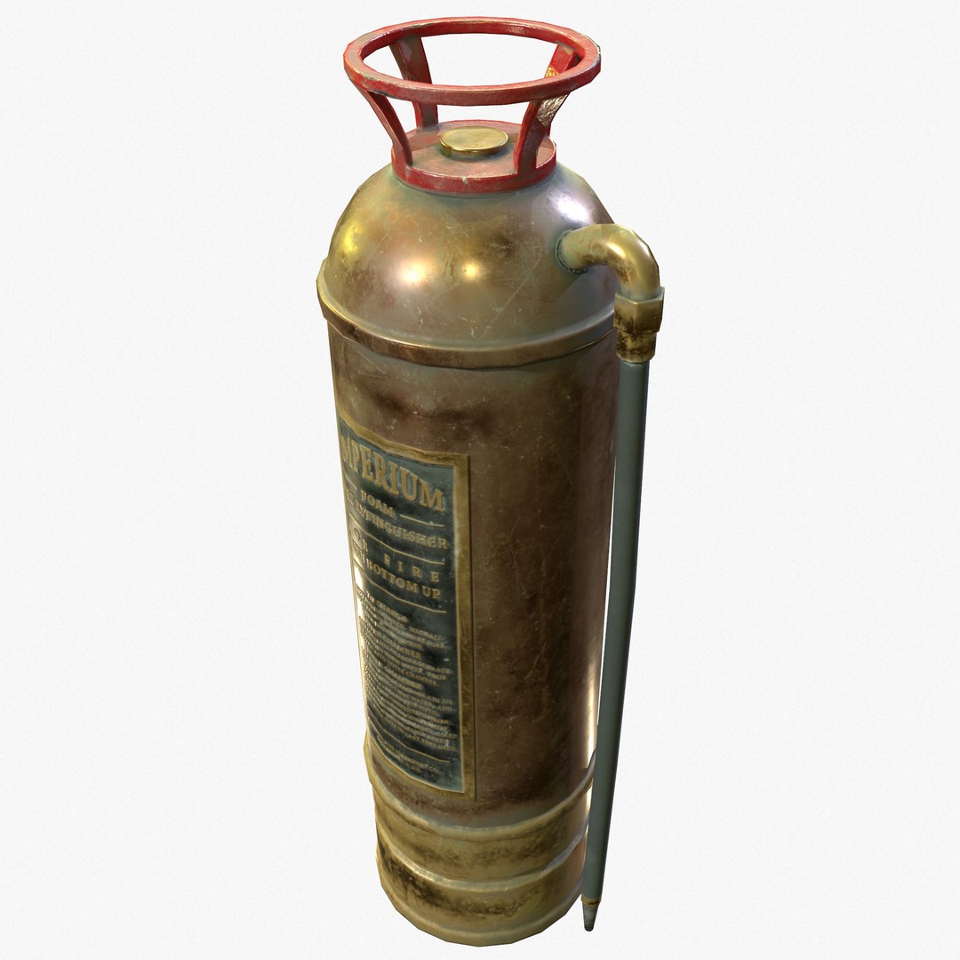 Vintage Fire Extinguisher 3D Model – Retro Game Ready PBR Asset, FBX - View 5