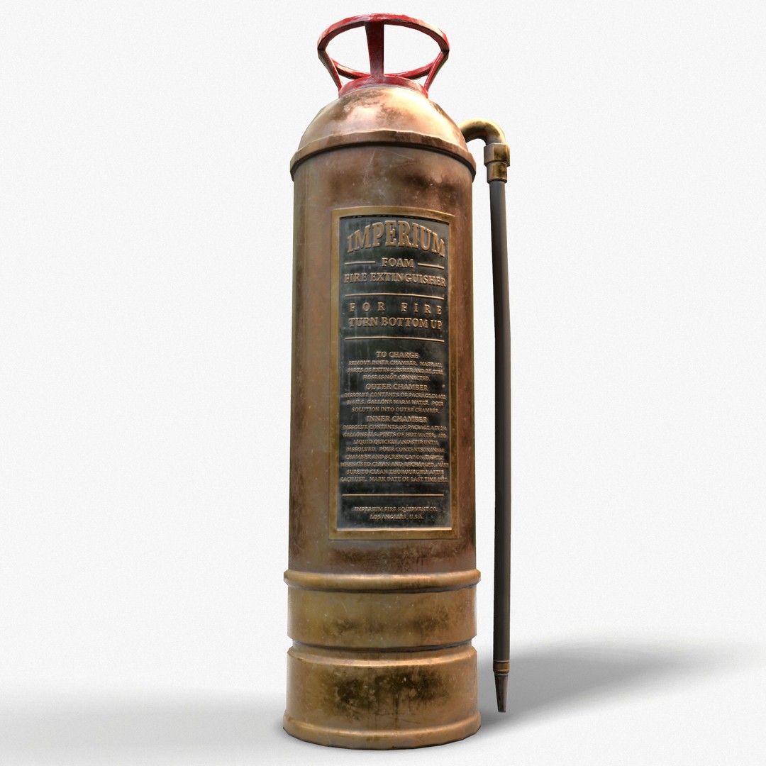 Vintage Fire Extinguisher 3D Model – Retro Game Ready PBR Asset, FBX - View 9