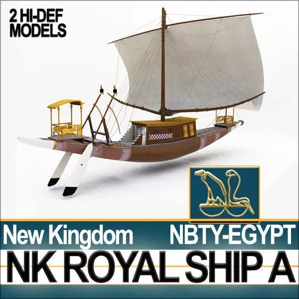 Ancient Egyptian Royal Ship 3D Model – Historic Watercraft, C4D, OBJ - View 2