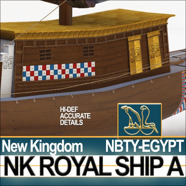 Ancient Egyptian Royal Ship 3D Model – Historic Watercraft, C4D, OBJ - View 5