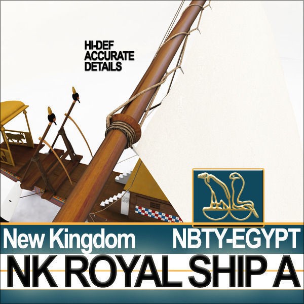 Ancient Egyptian Royal Ship 3D Model – Historic Watercraft, C4D, OBJ - View 7