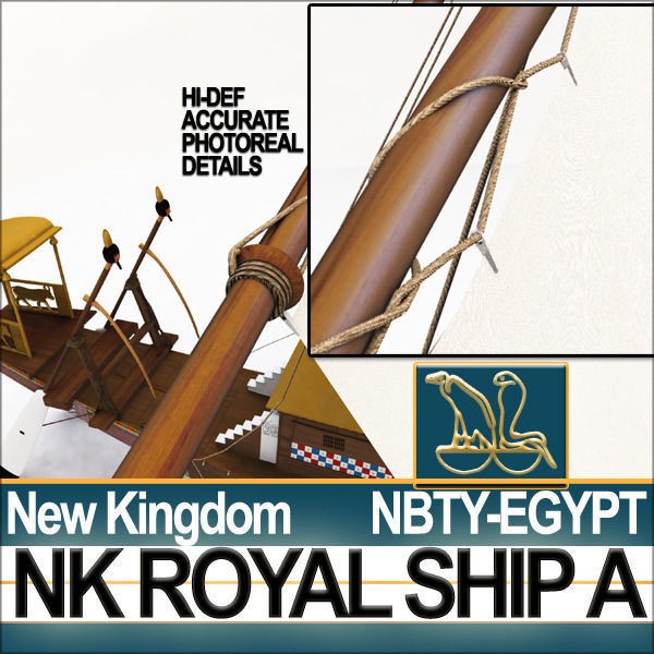 Ancient Egyptian Royal Ship 3D Model – Historic Watercraft, C4D, OBJ - View 8