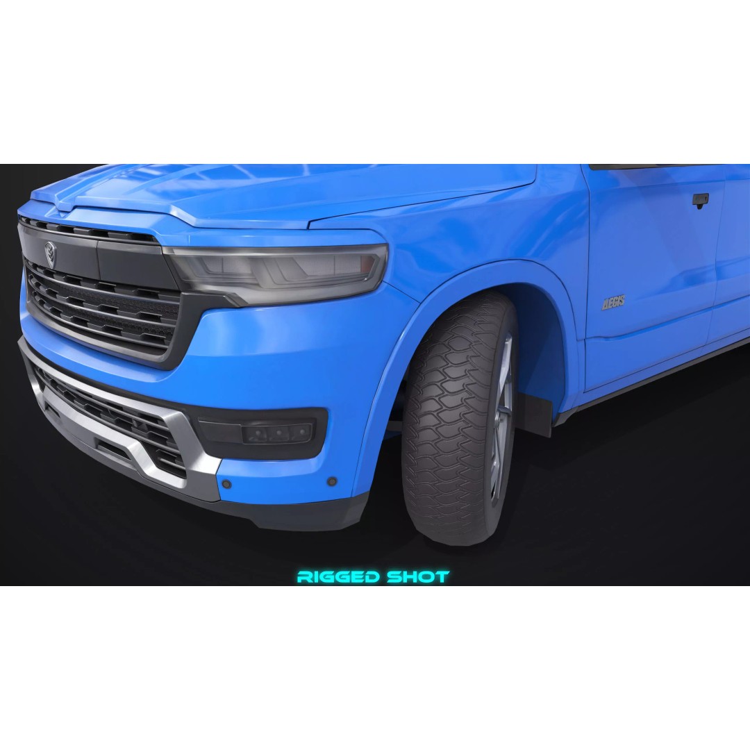 Pickup Truck 3D Model – Low Poly Rigged PBR Game Asset, FBX - View 12
