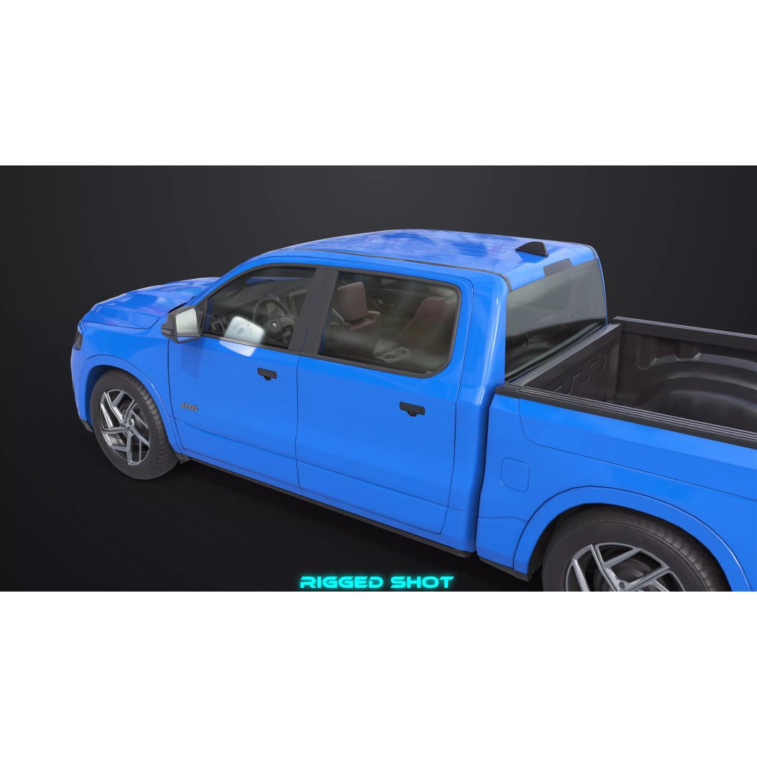 Pickup Truck 3D Model – Low Poly Rigged PBR Game Asset, FBX - View 13