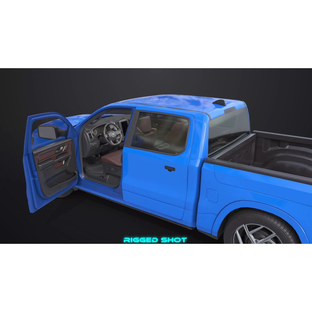 Pickup Truck 3D Model – Low Poly Rigged PBR Game Asset, FBX - View 14