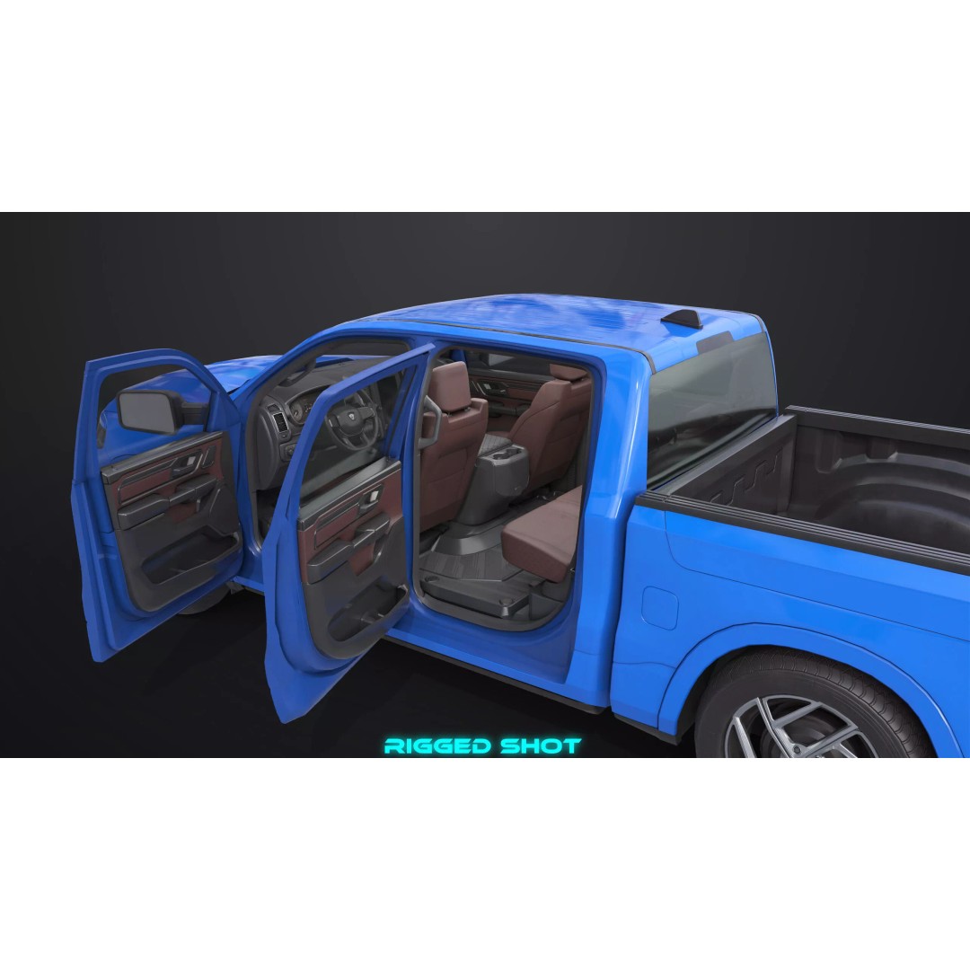 Pickup Truck 3D Model – Low Poly Rigged PBR Game Asset, FBX - View 15
