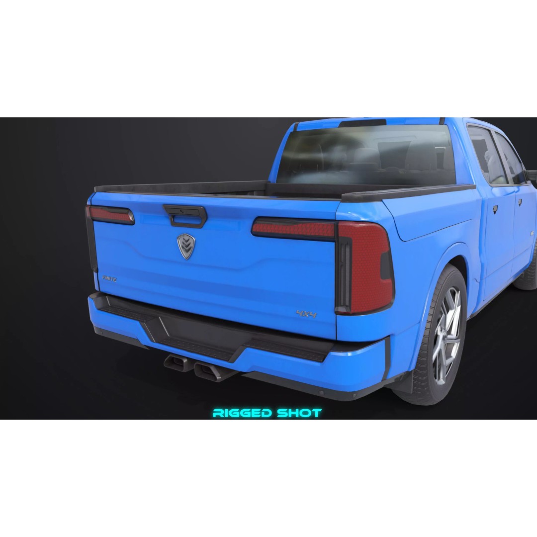 Pickup Truck 3D Model – Low Poly Rigged PBR Game Asset, FBX - View 16