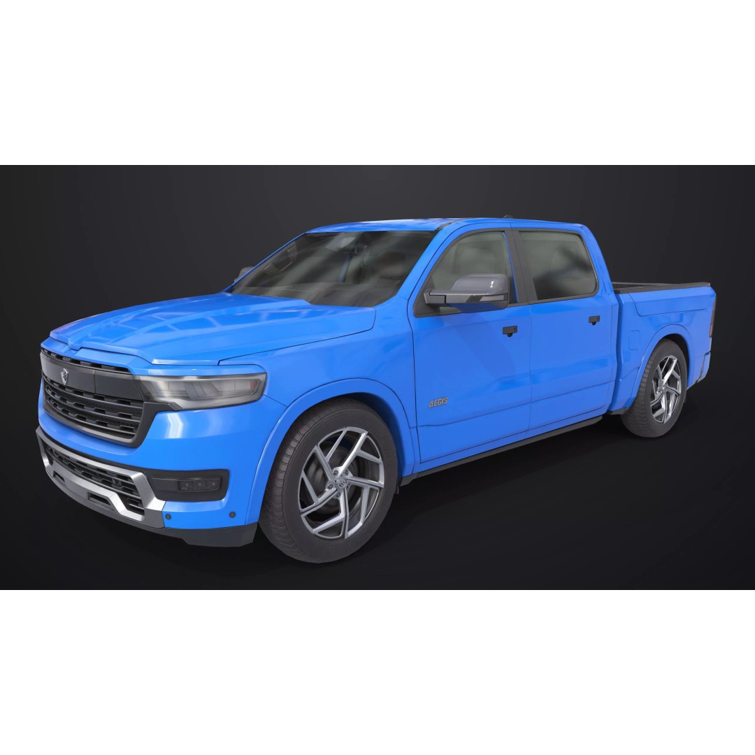 Pickup Truck 3D Model – Low Poly Rigged PBR Game Asset, FBX - View 3