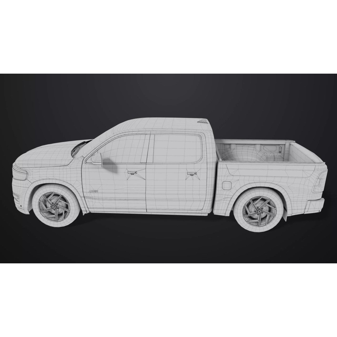 Pickup Truck 3D Model – Low Poly Rigged PBR Game Asset, FBX - View 33