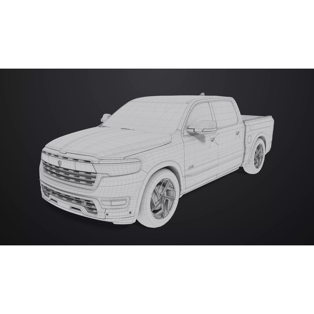 Pickup Truck 3D Model – Low Poly Rigged PBR Game Asset, FBX - View 34