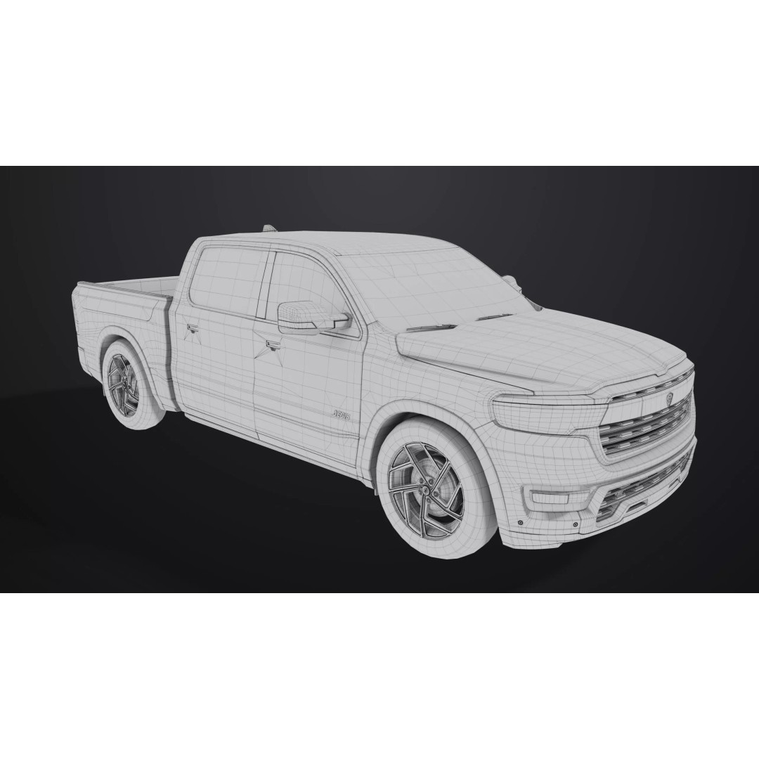 Pickup Truck 3D Model – Low Poly Rigged PBR Game Asset, FBX - View 36