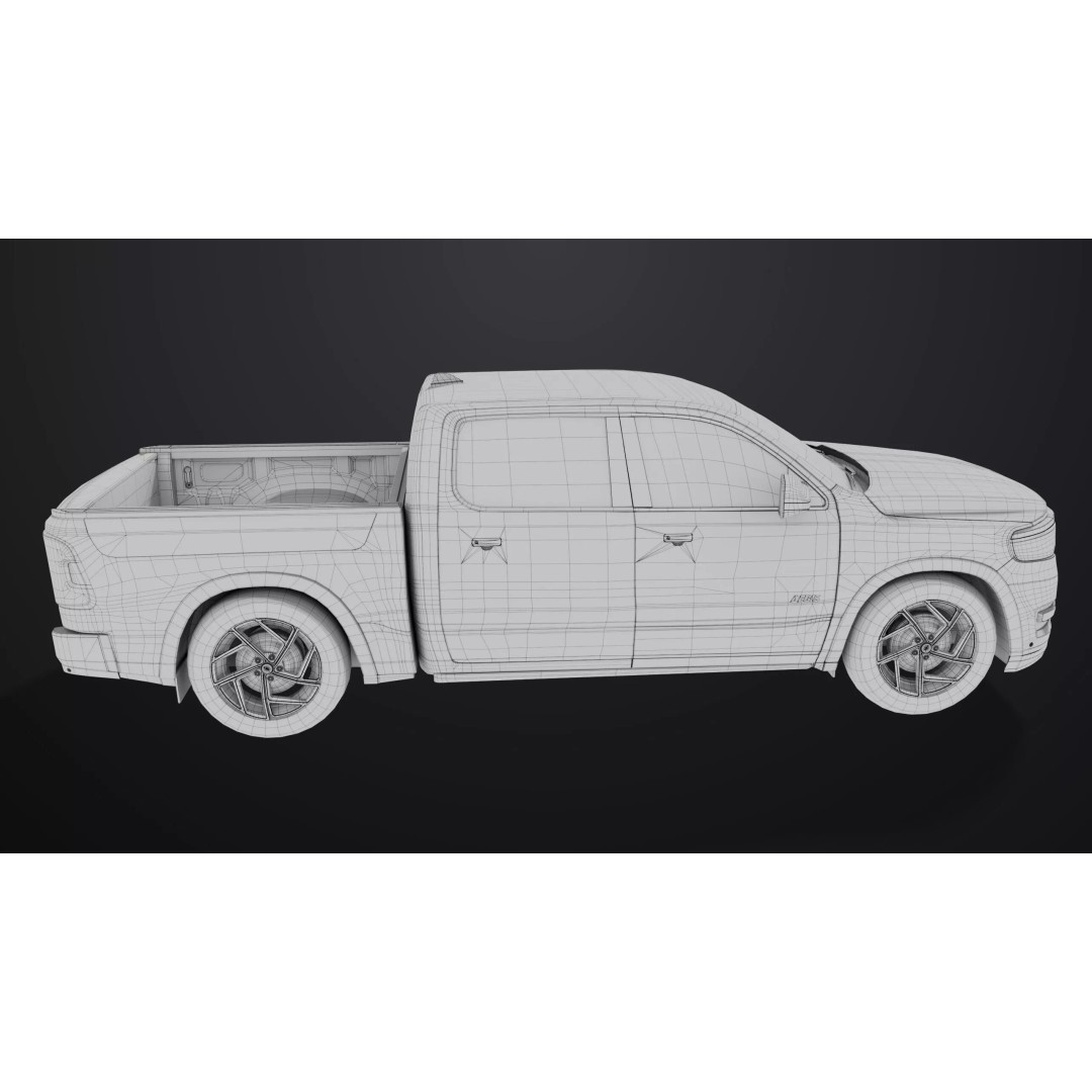 Pickup Truck 3D Model – Low Poly Rigged PBR Game Asset, FBX - View 37