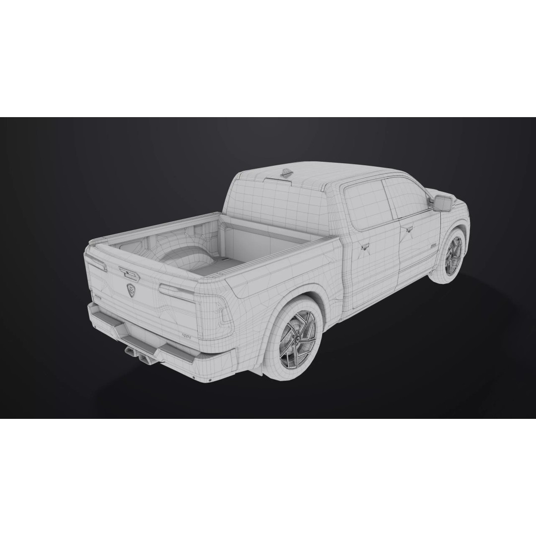 Pickup Truck 3D Model – Low Poly Rigged PBR Game Asset, FBX - View 38