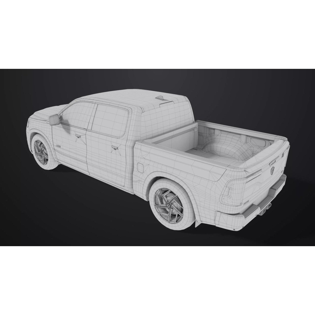 Pickup Truck 3D Model – Low Poly Rigged PBR Game Asset, FBX - View 40