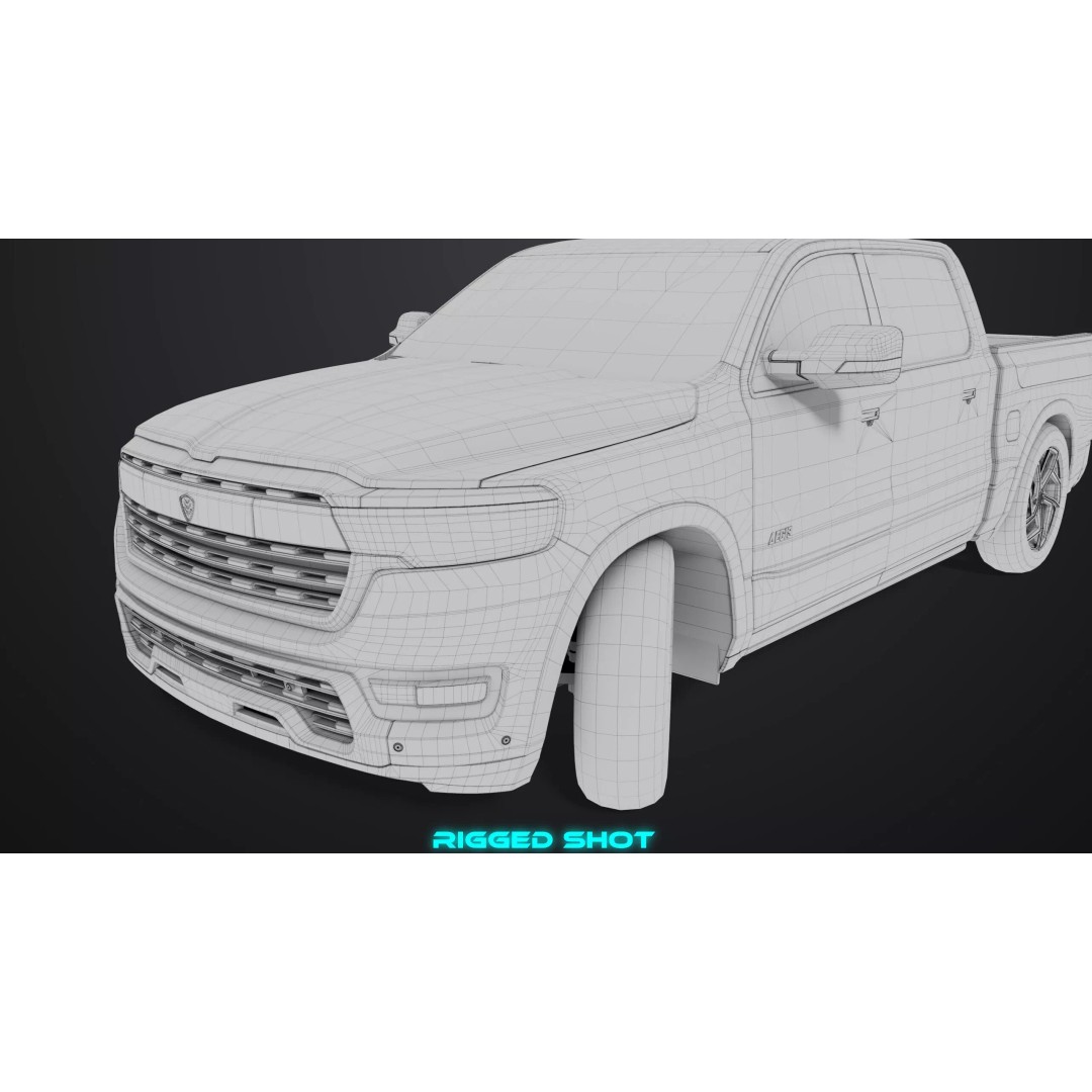 Pickup Truck 3D Model – Low Poly Rigged PBR Game Asset, FBX - View 42
