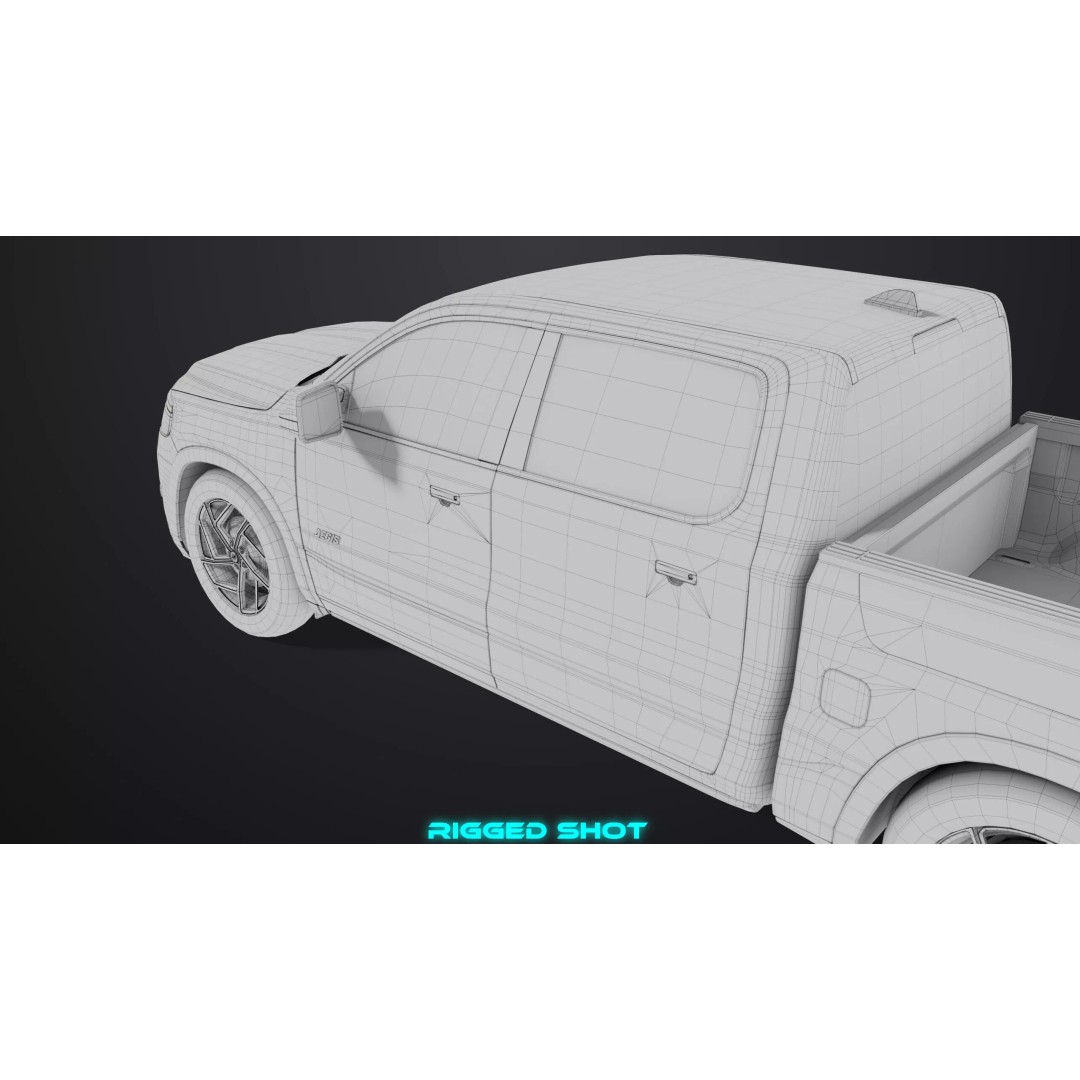 Pickup Truck 3D Model – Low Poly Rigged PBR Game Asset, FBX - View 43