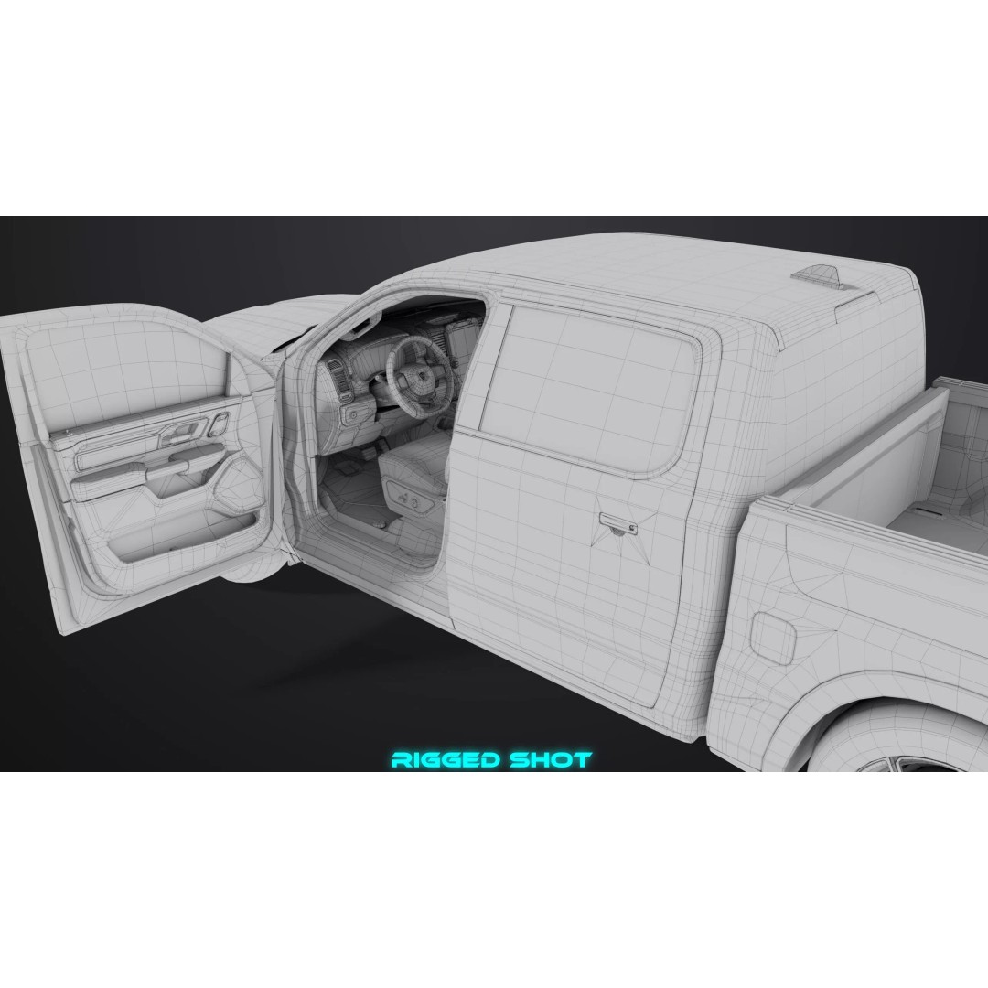 Pickup Truck 3D Model – Low Poly Rigged PBR Game Asset, FBX - View 44