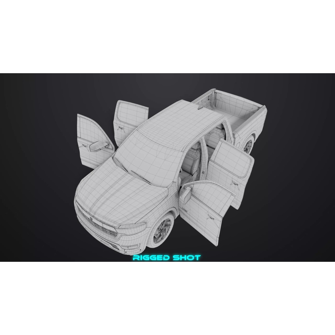 Pickup Truck 3D Model – Low Poly Rigged PBR Game Asset, FBX - View 46