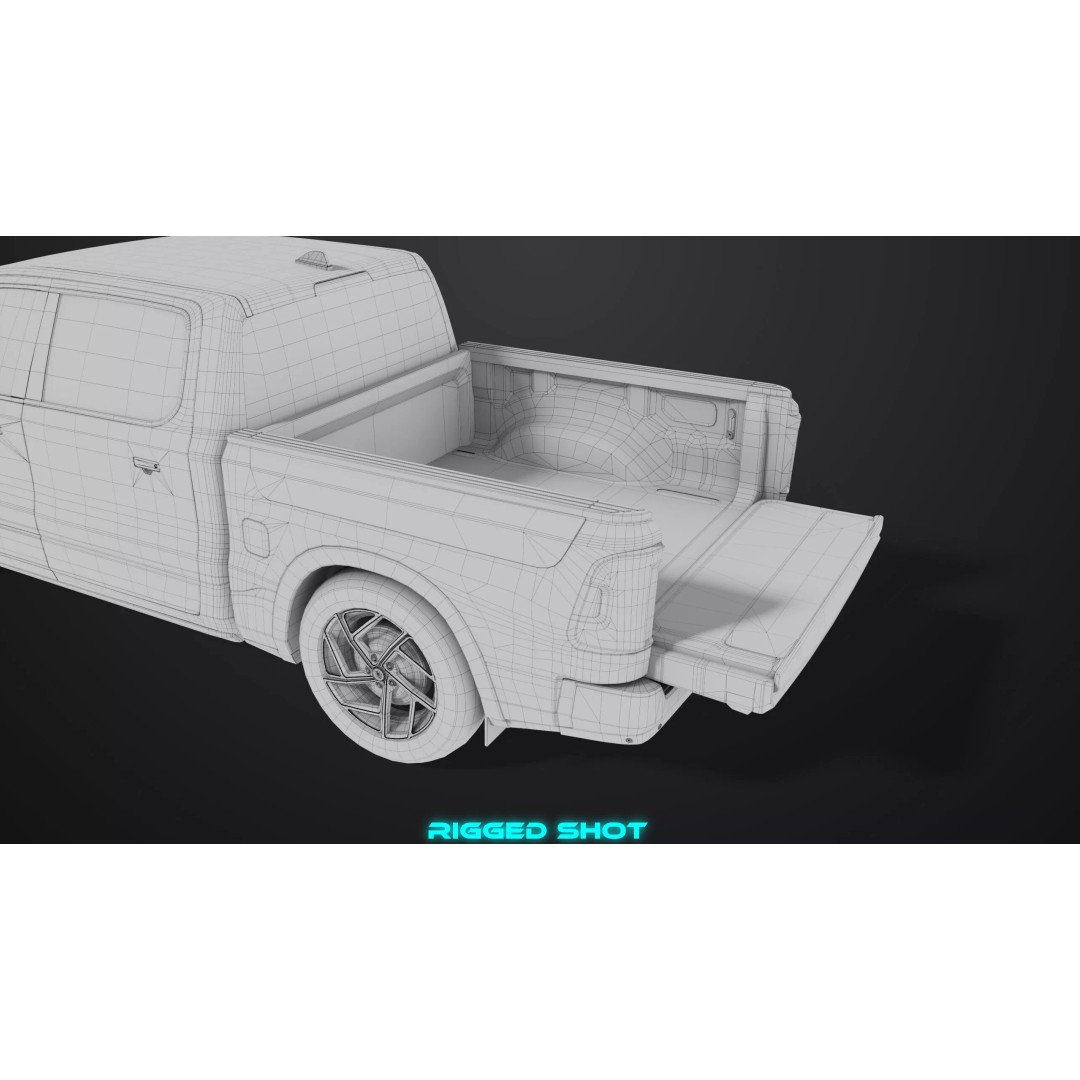 Pickup Truck 3D Model – Low Poly Rigged PBR Game Asset, FBX - View 48