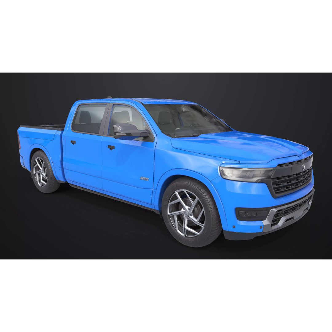 Pickup Truck 3D Model – Low Poly Rigged PBR Game Asset, FBX - View 8