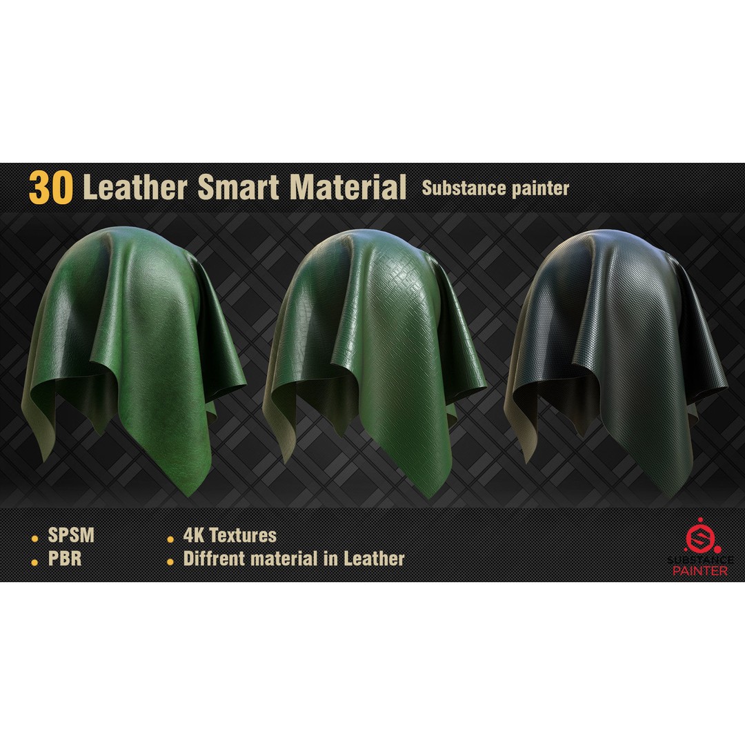 Leather Smart Materials 3D Model – 30 High-Quality PBR Textures for Substance Painter - View 9