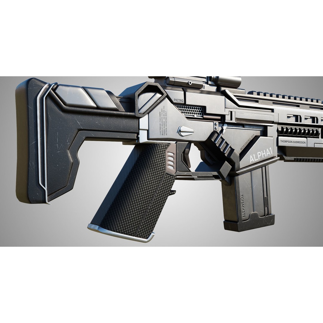 Assault Rifle 3D Model – Low Poly Game-Ready Asset, FBX, PBR Textures - View 13