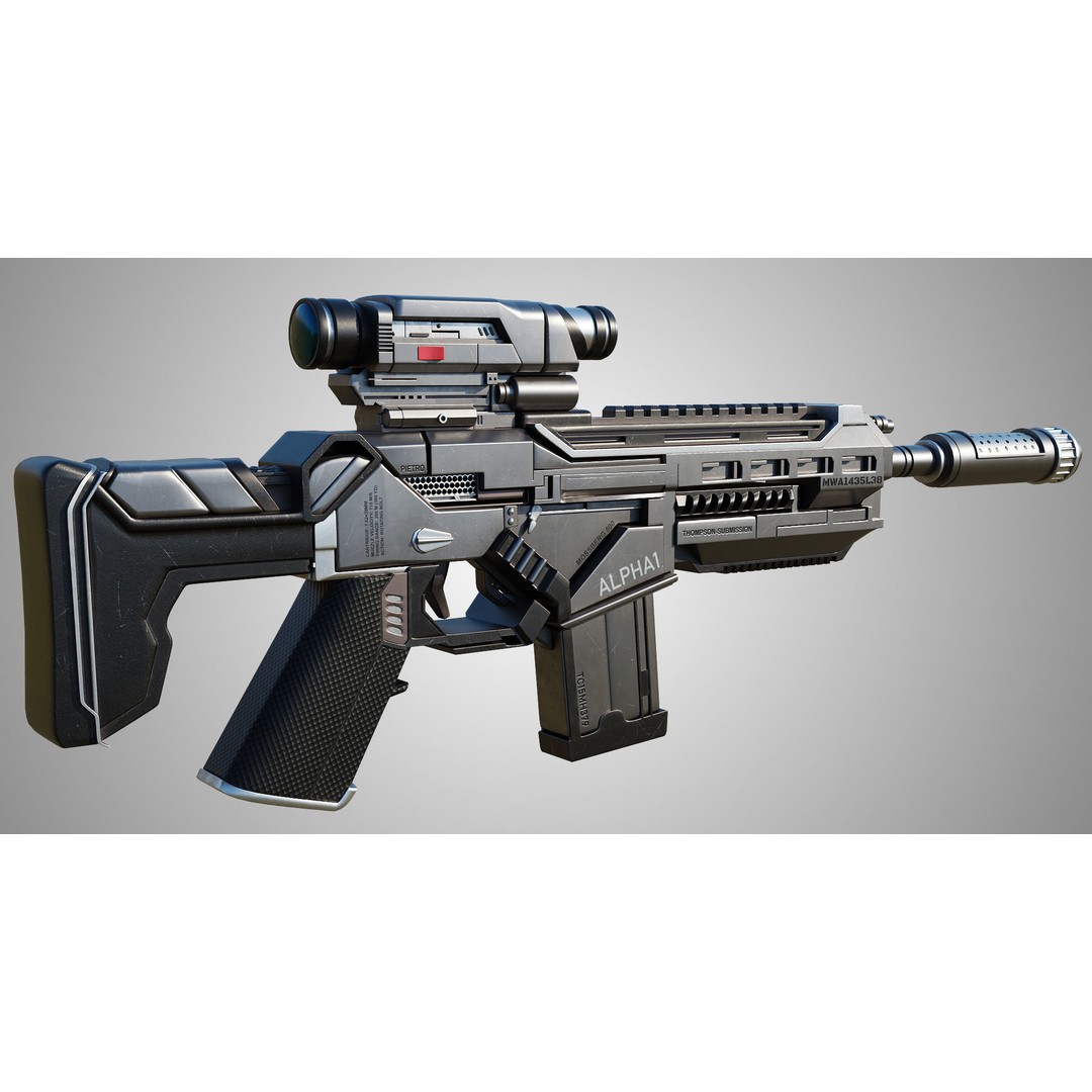 Assault Rifle 3D Model – Low Poly Game-Ready Asset, FBX, PBR Textures - View 16