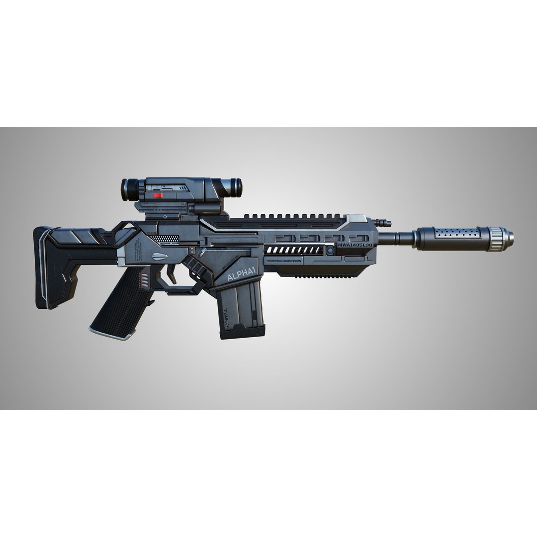 Assault Rifle 3D Model – Low Poly Game-Ready Asset, FBX, PBR Textures - View 3