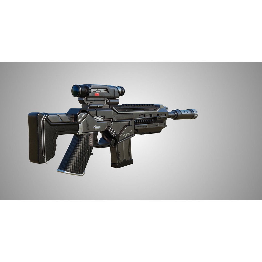 Assault Rifle 3D Model – Low Poly Game-Ready Asset, FBX, PBR Textures - View 4