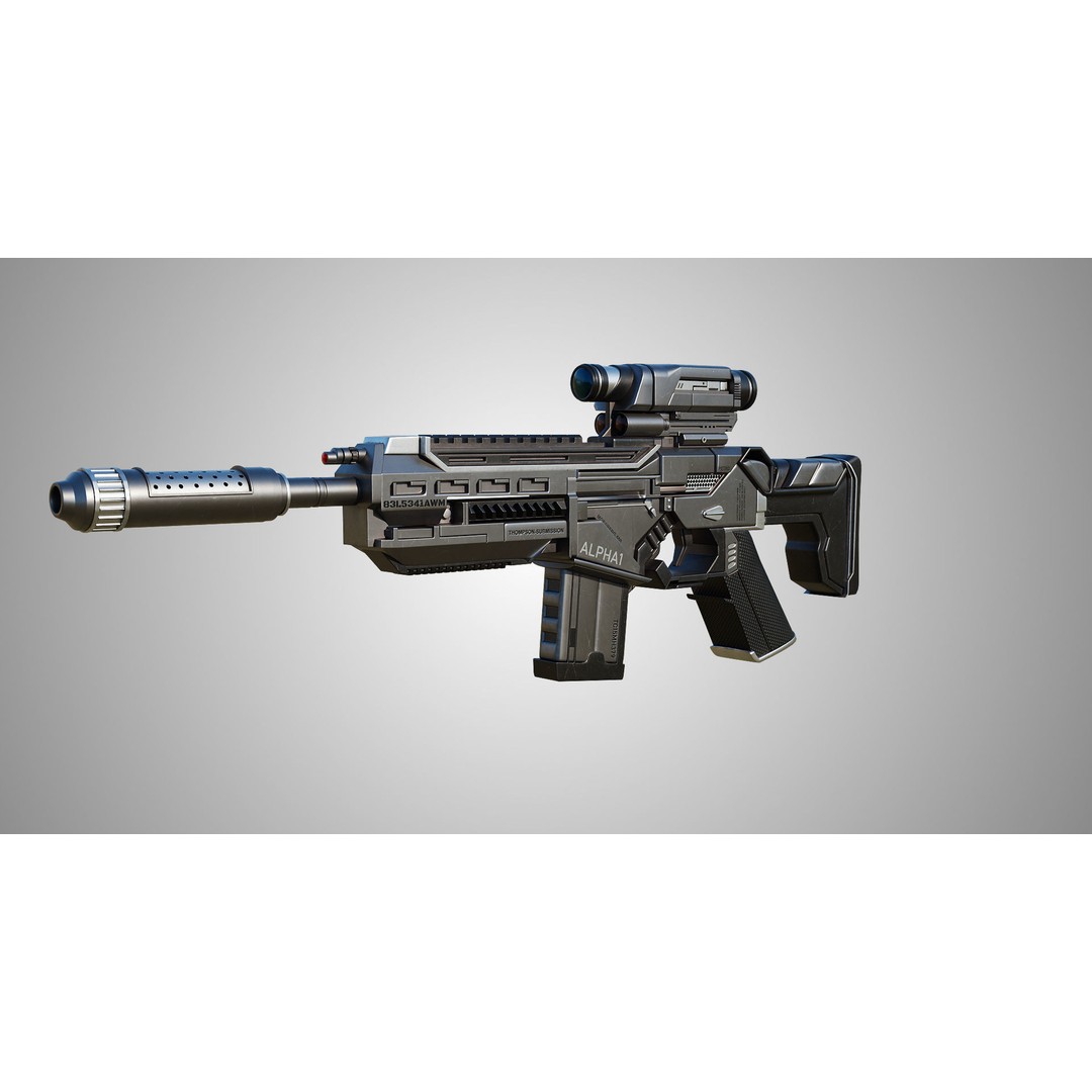 Assault Rifle 3D Model – Low Poly Game-Ready Asset, FBX, PBR Textures - View 6