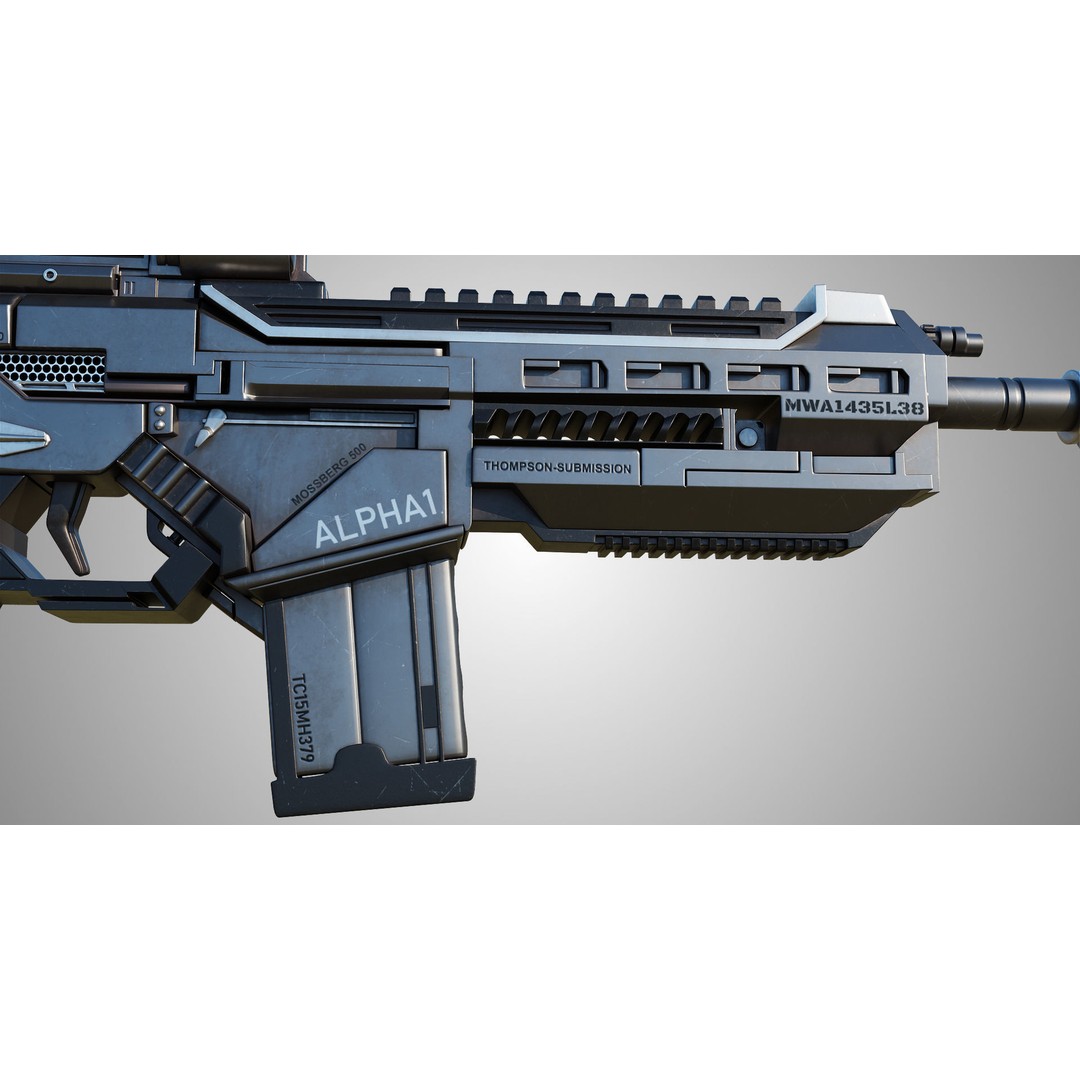 Assault Rifle 3D Model – Low Poly Game-Ready Asset, FBX, PBR Textures - View 8