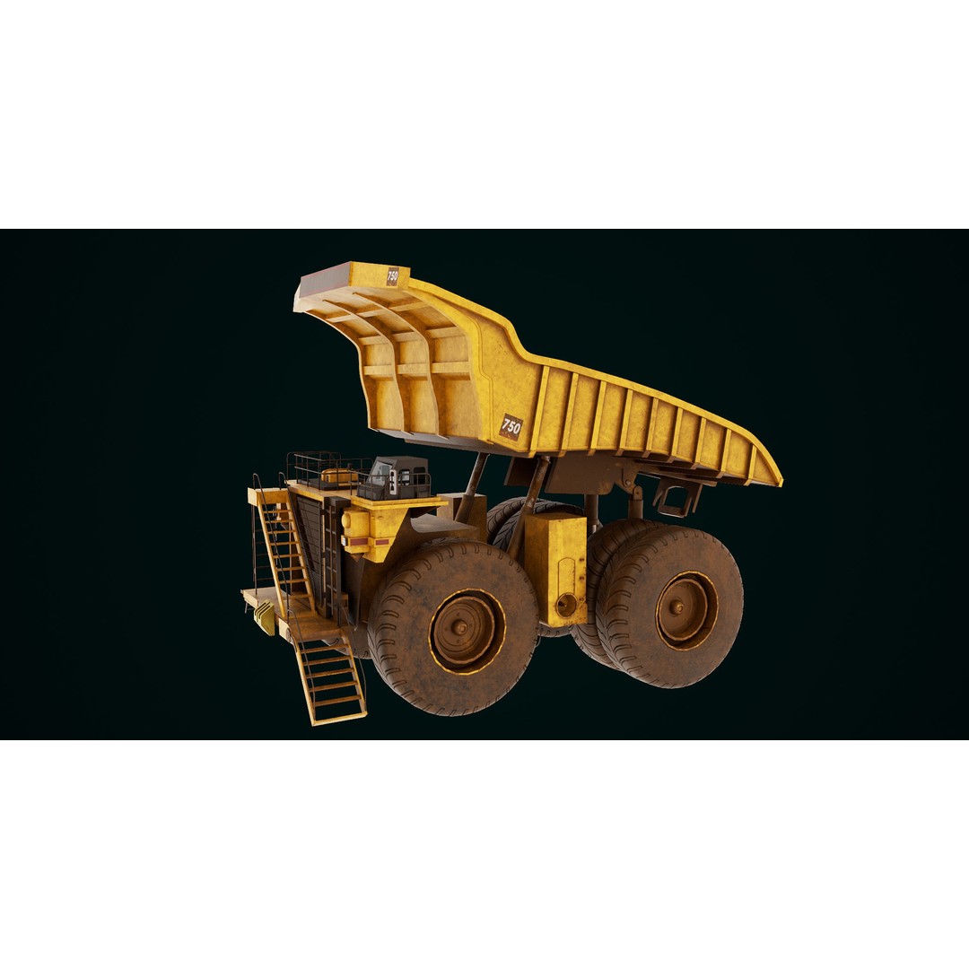 Dirty Mining Truck 3D Model – Rigged Low Poly Game Asset, FBX - View 10