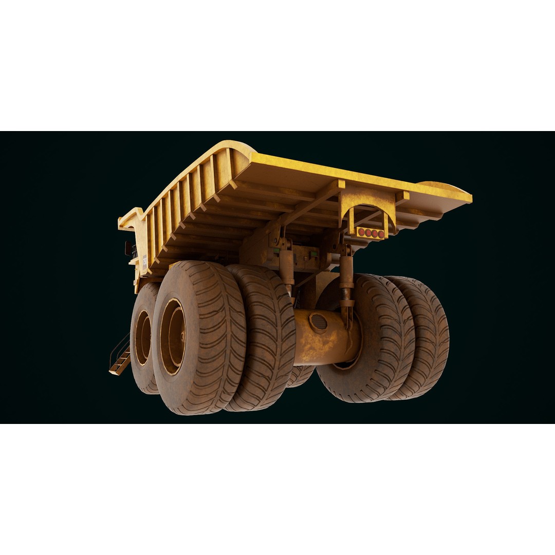 Dirty Mining Truck 3D Model – Rigged Low Poly Game Asset, FBX - View 13
