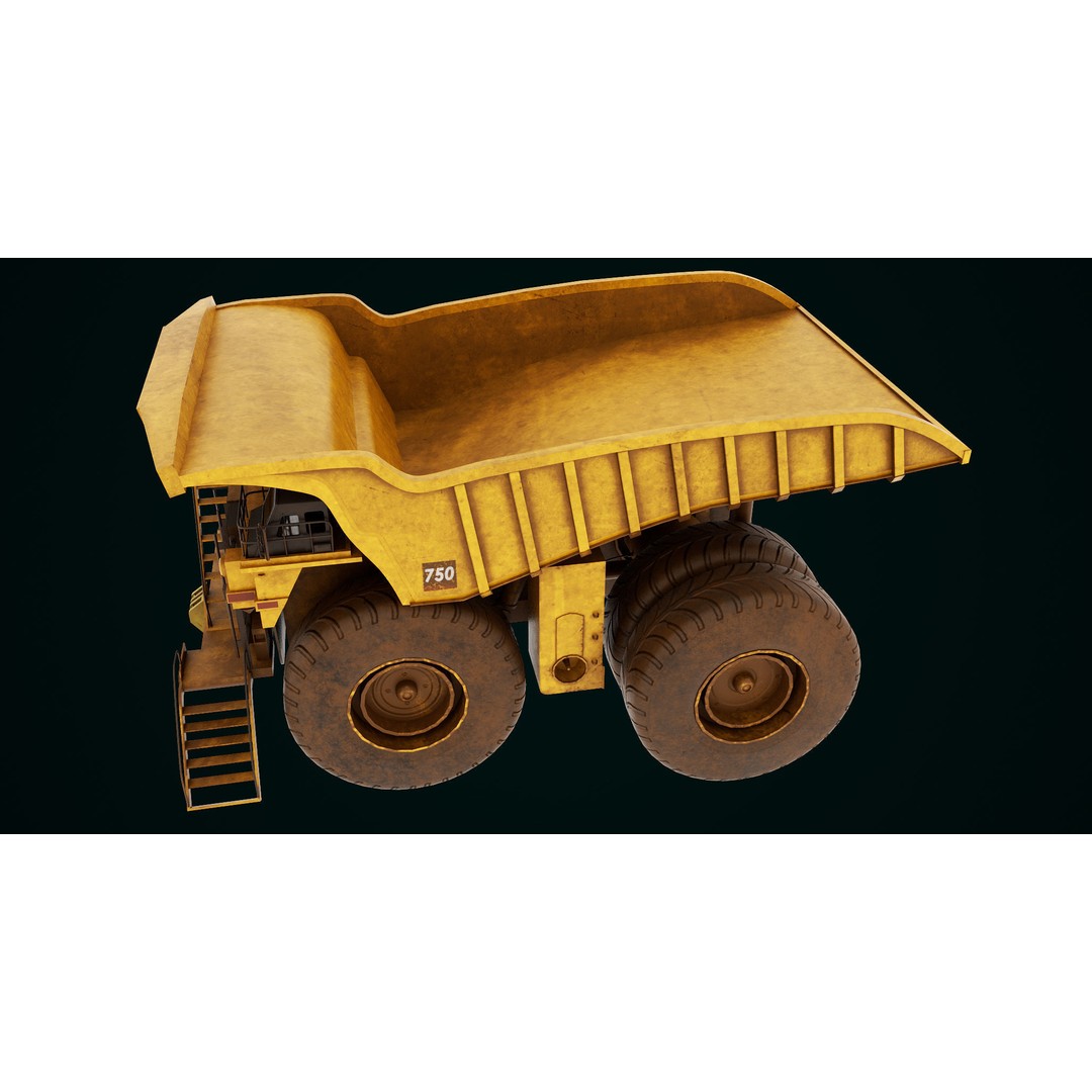 Dirty Mining Truck 3D Model – Rigged Low Poly Game Asset, FBX - View 14