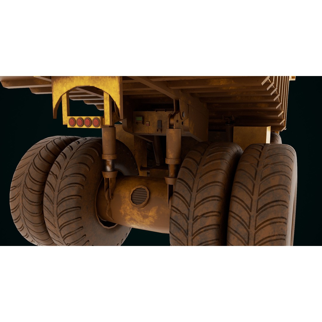 Dirty Mining Truck 3D Model – Rigged Low Poly Game Asset, FBX - View 15
